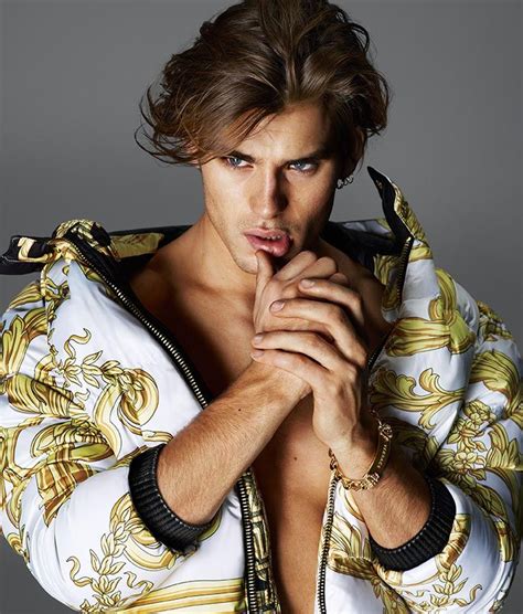 new versace male model|Versace diamond tops.